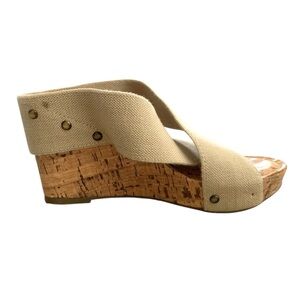 Vintage GUESS platform 9 faux cork chunky Y2K flirty feminine boho hippie slide‍